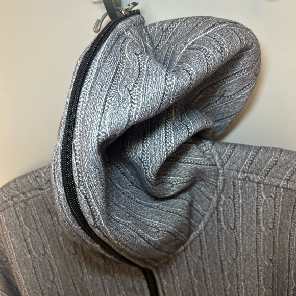 Vintage trompe l'oeil cable knit full zip hoodie - Picture 4 of 6